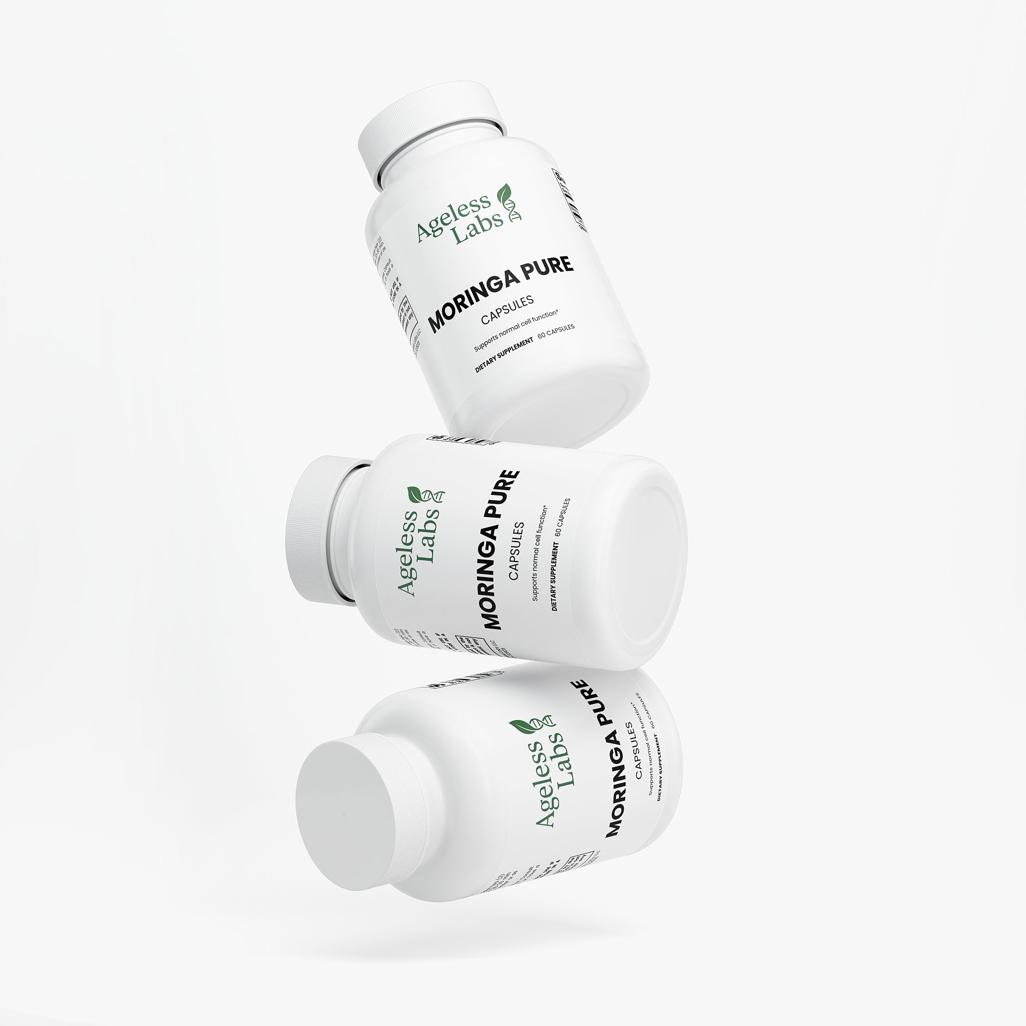 Moringa Pure bottle – side label view