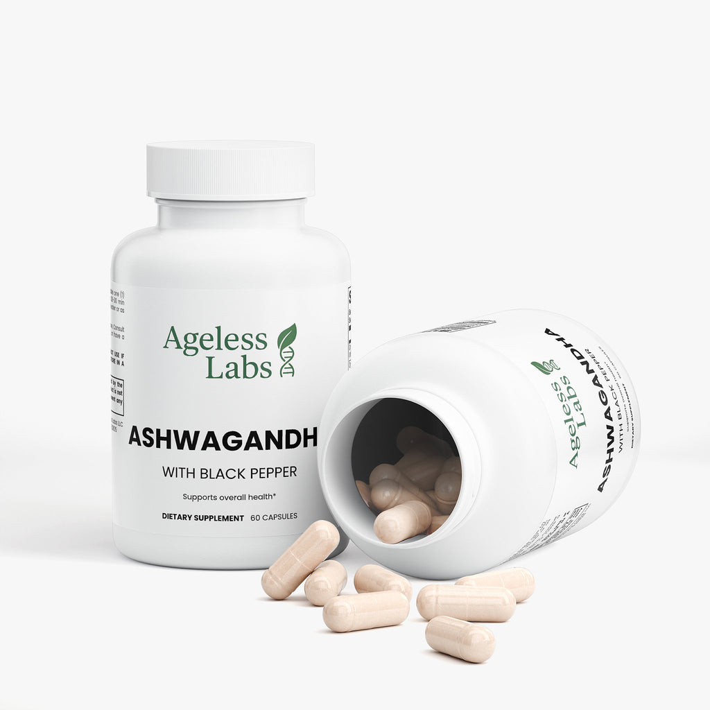 Ashwagandha KSM-66 supplement label for stress relief - Ageless Labs