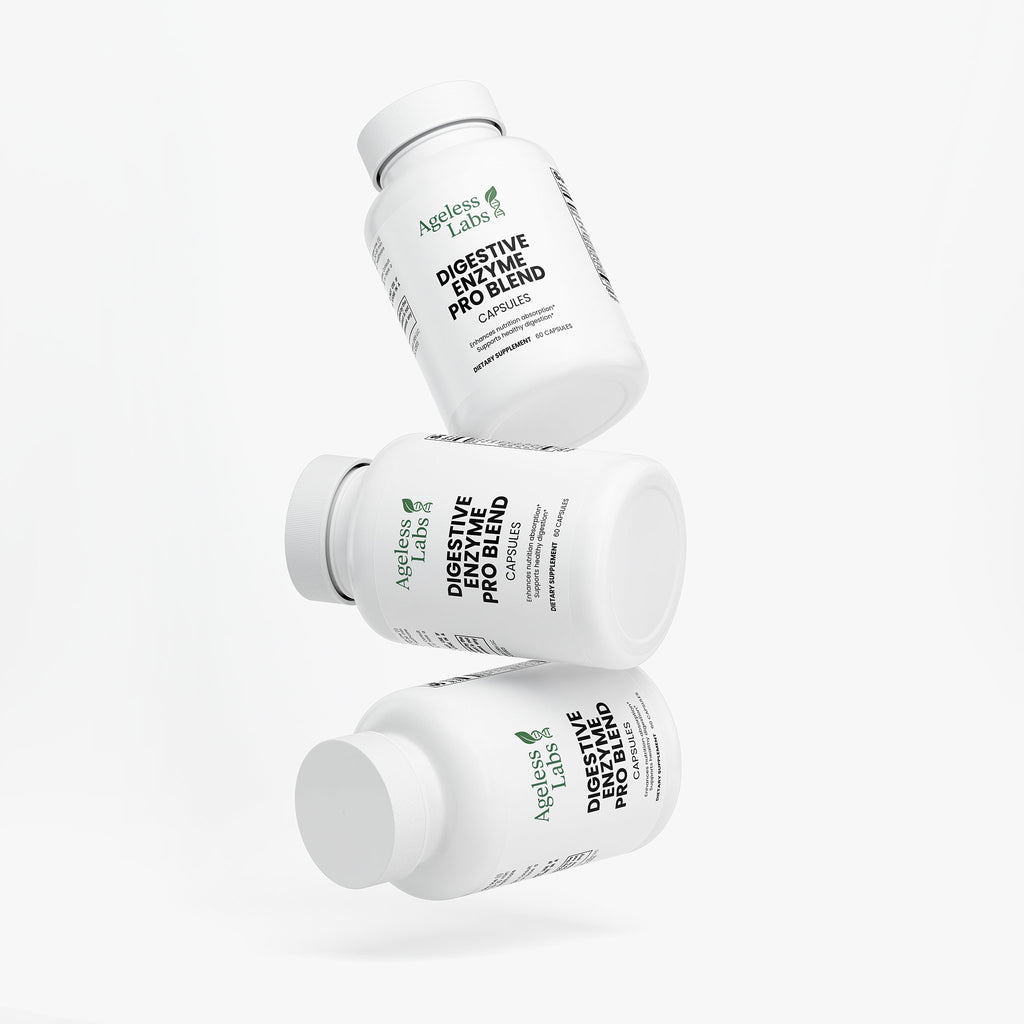 Digestive Enzyme Pro Blend bottle – side label view