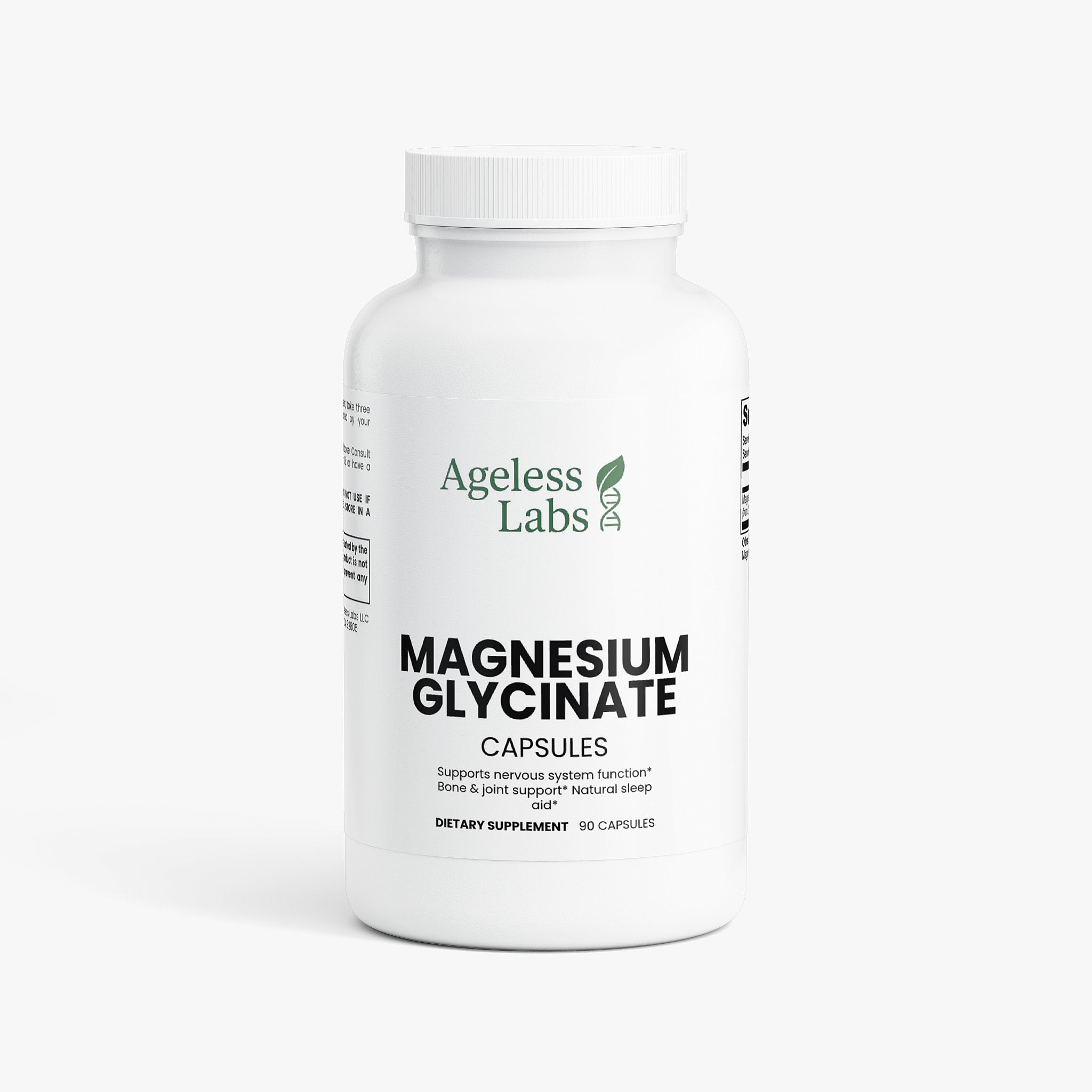 Magnesium Glycinate supplement bottle – Ageless Labs sleep and stress support