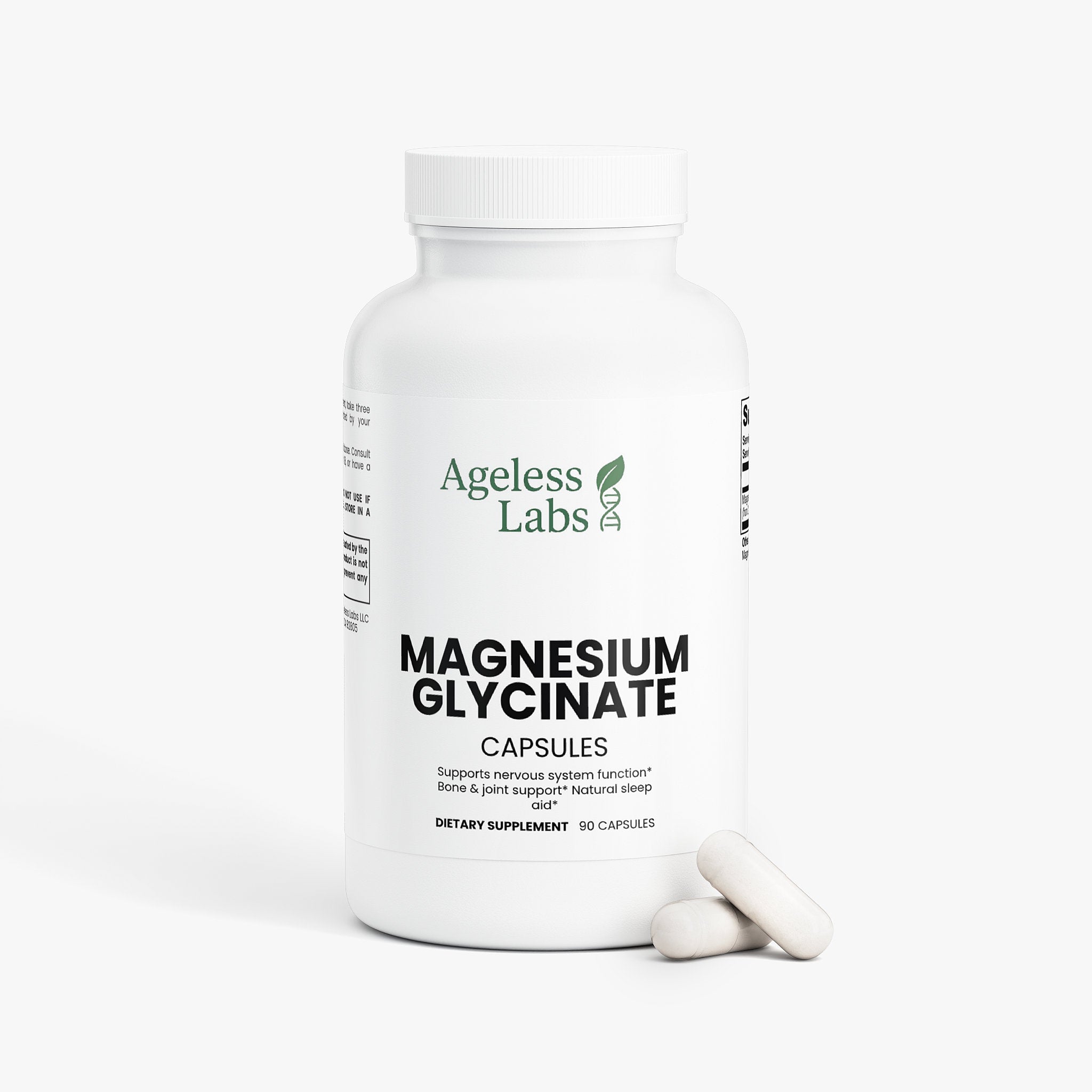 Magnesium Glycinate supplement – label and ingredients view