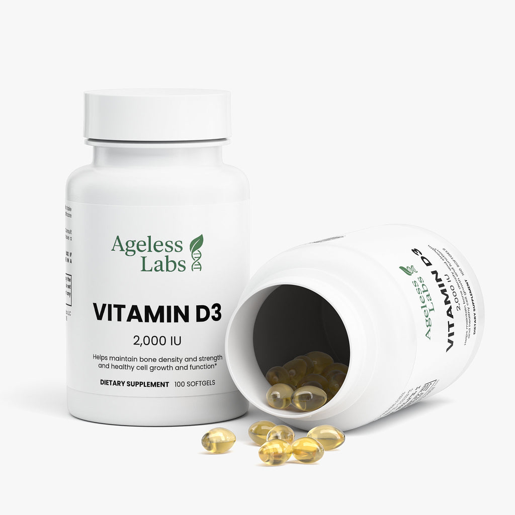 Vitamin D3 supplement label for immune and bone health support - Ageless Labs