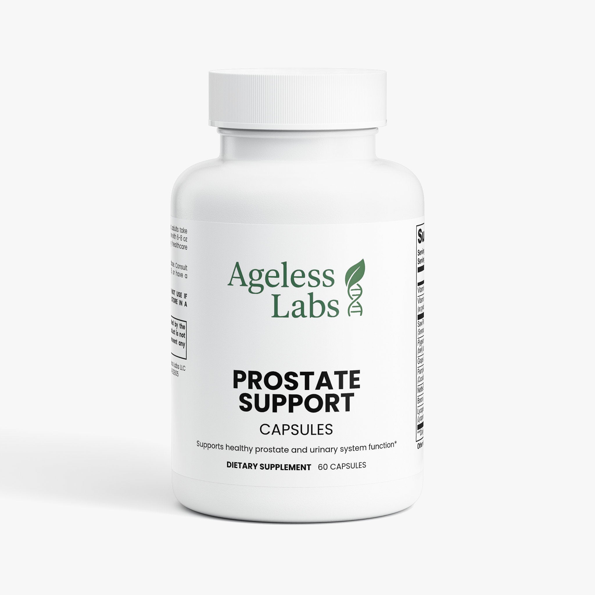 Prostate Support supplement bottle – Ageless Labs men's wellness with saw palmetto